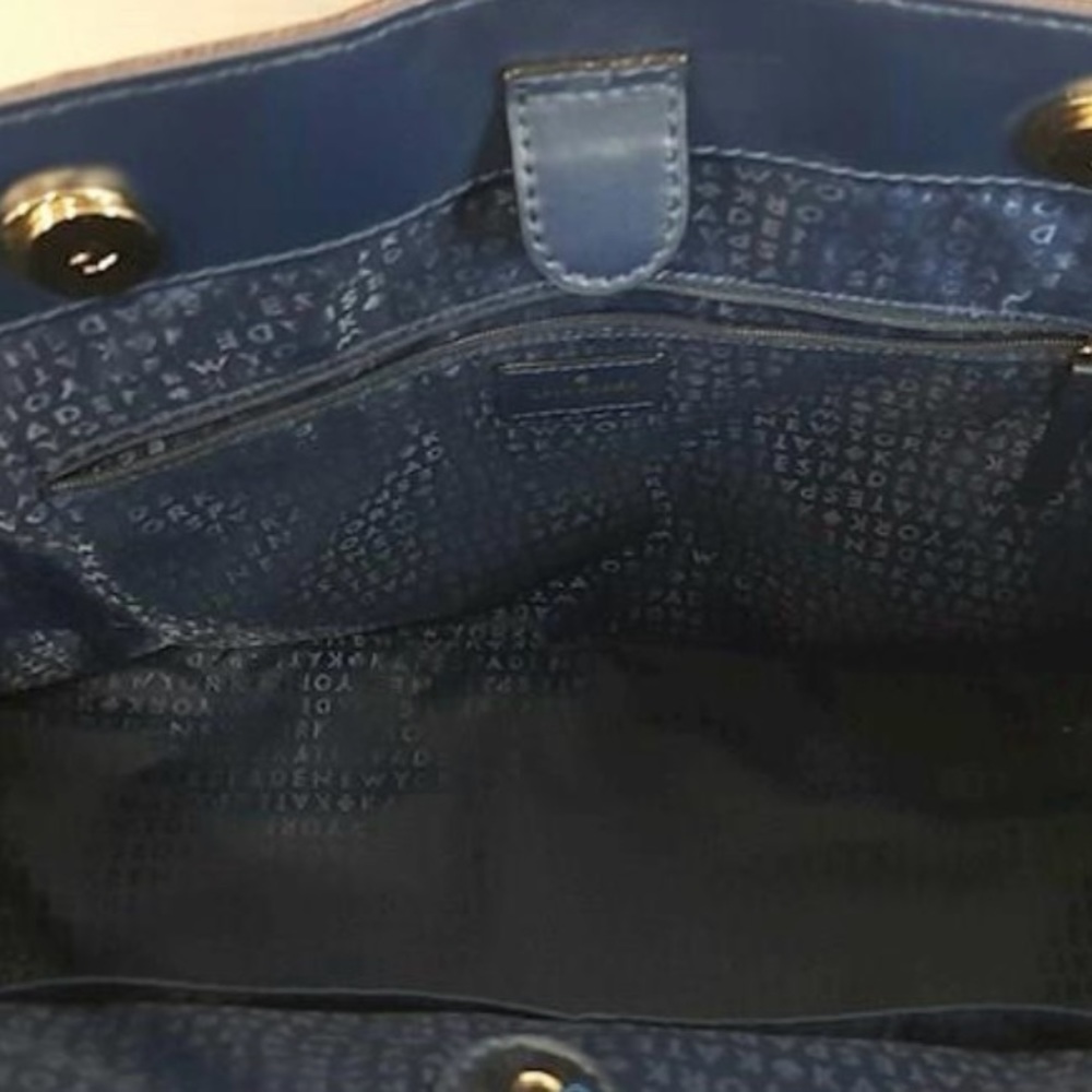 Authentic Kate Spade Blue Leather Halsey la vita Ostrich Handbag and wallet - Picture 12 of 16